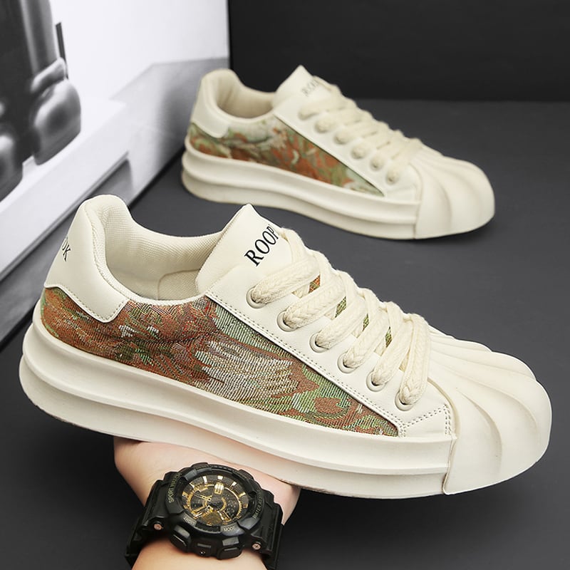 [XIANGSHA Series]★Sneakers★ 2color Men's Shoes Shoes Sports Style Oil Painting Style Size 39-44 Beige + Brown Black