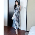 Load image into Gallery viewer, [GEGE Series]★Cheongsam dress★ Ink pattern dress Slit sexy slimming Chinese clothes SML
