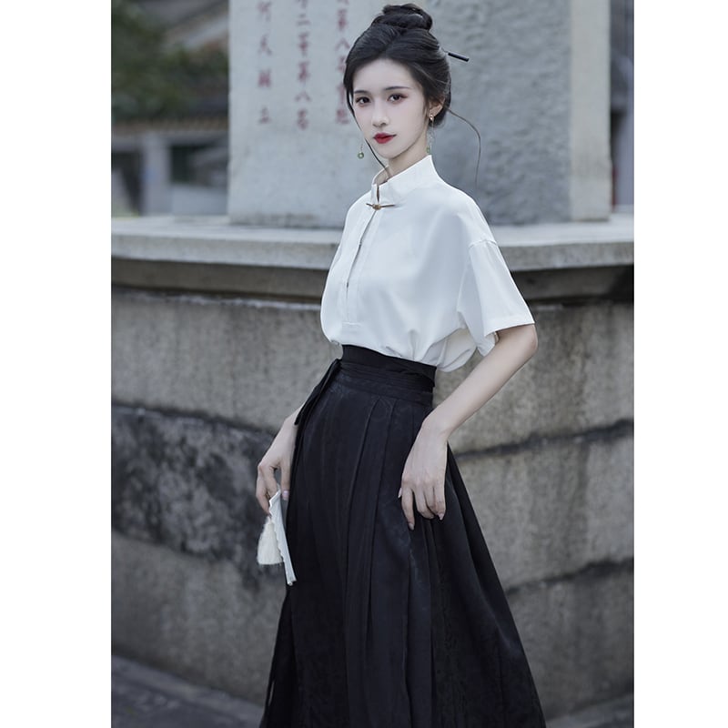 [BAIRIMENG Series]★China style skirt★Bottoms Window skirt Chinese elements Chinese clothing Black Black Long length