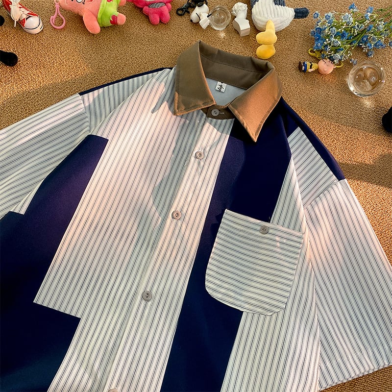 [XGY Series]★Shirt★ Tops Unisex Men's Color scheme Vertical stripes Striped pattern Casual Easy to match