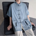 Load image into Gallery viewer, [YISHUO Series]★Chinese style shirt★ 2color Unisex Men's Large Size Denim Shirt Chinese Clothes Blue
