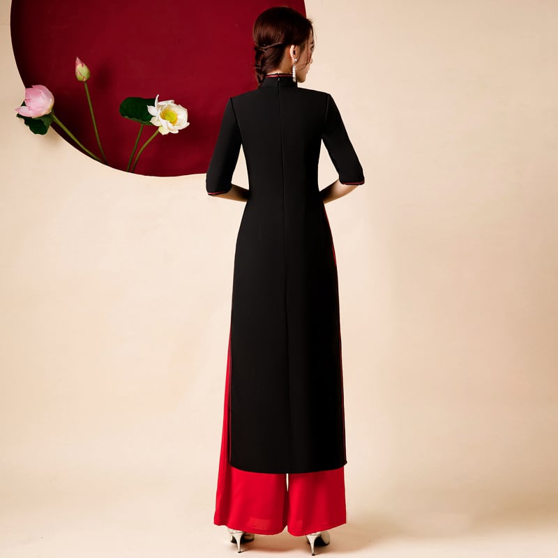 [Senbaushi Series] ★Cheongsam dress★ Chinese style piece + pants goldfish black red large size long length