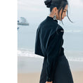 Load image into Gallery viewer, [Big Blue Dragon Series] ★China style outerwear★ Mini length Chinese button Mini length black black Chinese clothing
