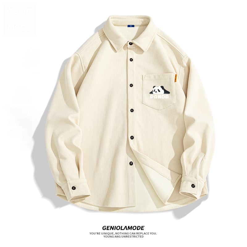 [XINGSHI Series]★China style shirt★ 4color brushed lining thick panda corduroy tops unisex men's large size