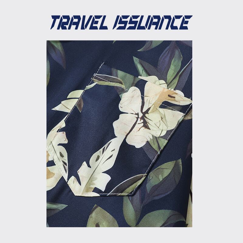 【TRAVEL ISSUANCEシリーズ】★半袖シャツ★ アロハシャツ 沖縄 ハワイ トップス 花柄シャツ 男女兼用 メンズ 涼しい 薄い