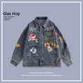 Load image into Gallery viewer, [Satoru Series]★Jacket★ Denim jacket outerwear unisex men's floral pattern butterfly alphabet fashion
