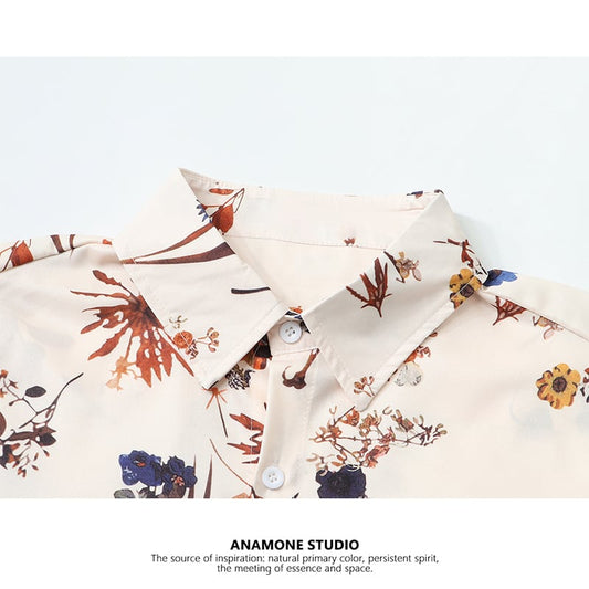 [ANAMONE STUDIO series] ★Short sleeve shirt★ Tops Print Retro ML XL Date Casual