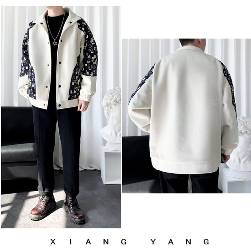 [JIARONG series] ★Jacket★ 2color outerwear unisex men's switching fashion easy to match