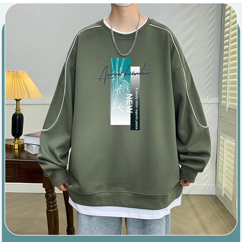 [ZFL Series] ★Tops★ 5color Faux Layered Unisex Men's Large Size White Black Green Brown Gray