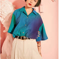 Load image into Gallery viewer, [Yangji Great Dream Series]★Shirt★ Tops Gradient Blue Blue V-neck Short Sleeve Shirt Loose
