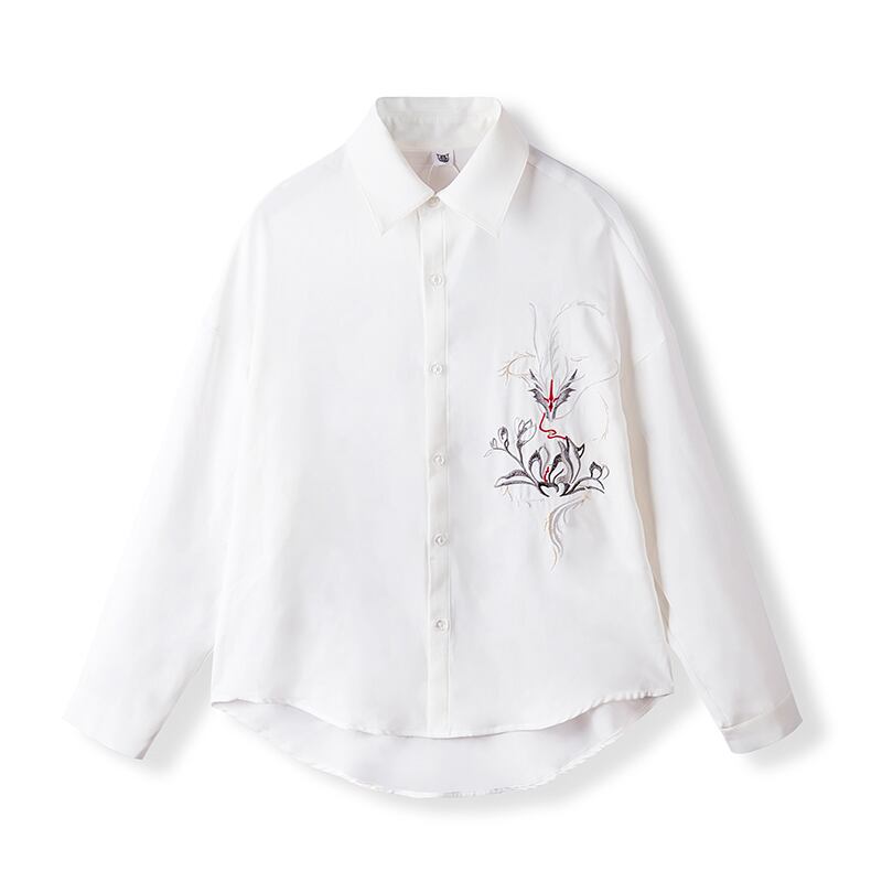 [Anko National Style Series] ★China style shirt★ 2color tops, black or white, unisex costume, embroidery, dragon crest, loose fit