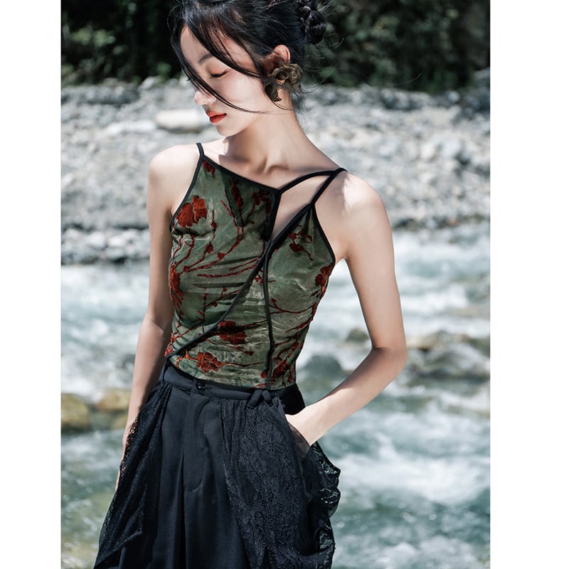 [Big Blue Dragon Series] ★China style tops★ 2color camisole print sexy design easy to match