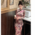 Load image into Gallery viewer, [Hundred Minute Eight Series] ★Floral pattern cheongsam★ Velvet, slimming, sexy, SML, easy to match, improves your temperament
