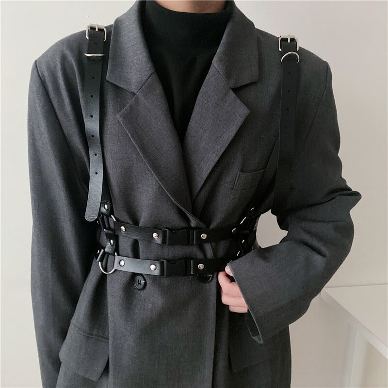 [Yuwei Series] ★Belt★ Accessory PU Accessory Black Black Easy to match Unique Stylish Cool Unisex