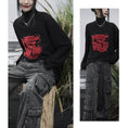 Load image into Gallery viewer, [Big Blue Dragon Series] ★Chinese style sweater★ Knit tops Dragon crest Chinese clothing Black Black Irregular
