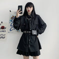 Load image into Gallery viewer, [Demon King Series] ★Shirt + belt★ 2-piece set Harajuku style black black women's fashion cool landmine type
