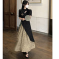 Load image into Gallery viewer, [MEIYI Series] ★China style dress★ Large size dress, fake layered, short sleeves, slimming, black, black
