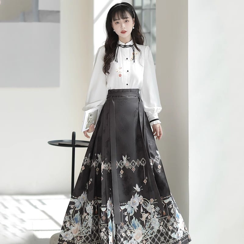 [Kaede bamboo---Kinjoyo series] ★China style setup★ 2-piece set, long-sleeved shirt + skirt, improves temperament, coming-of-age ceremony, everyday wear