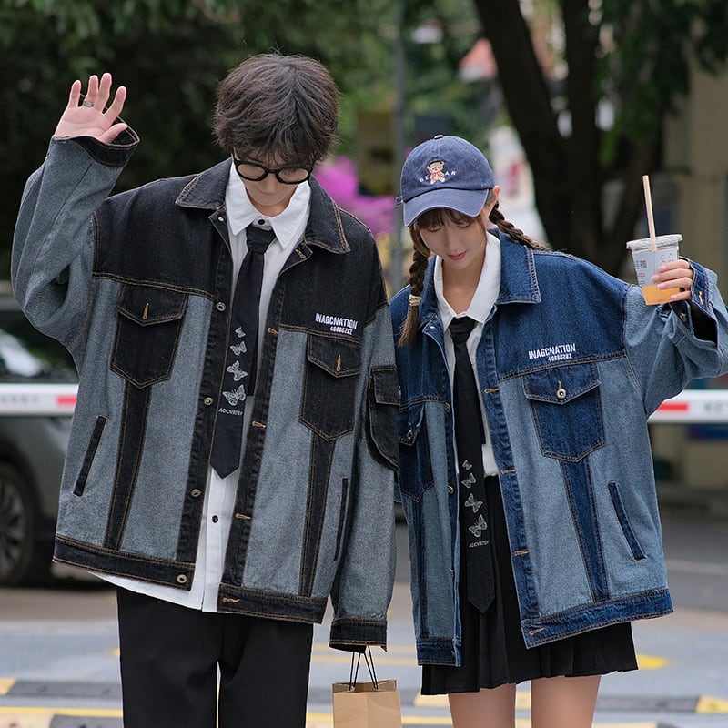 [DIANCUI Series]★Jacket★ Denim jacket 2color Unisex Men's Large size Color scheme Fashion