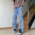 Load image into Gallery viewer, [YANDAN Series]★Denim pants★Bottoms Pants Unisex Men's Distressed Blue Blue Design Stylish
