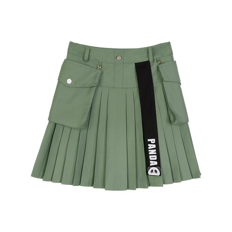 [Dust Smoke Cloud Dream---Dynamic Danko Series] ★Skirt★ Bottoms Pleated Skirt Green Green Panda S M L XL Cute Easy to match