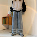 [MINGJUE Series]★Denim pants★ 2color bottoms unisex men's alphabet large size