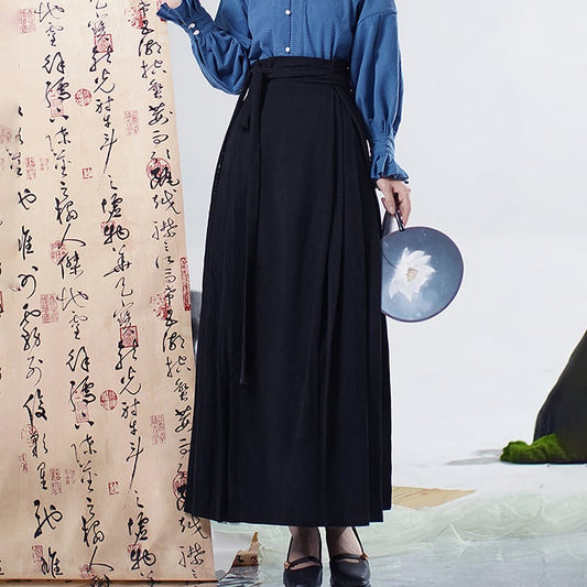 [WUJIA Series] ★Chinese style skirt★ Maki skirt Hanfu skirt Bottoms Black Black