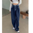 Load image into Gallery viewer, [Left Little Sister Series]★Denim Pants★ Gaucho Pants High Waist Fashion Slimming Blue Blue SML XL
