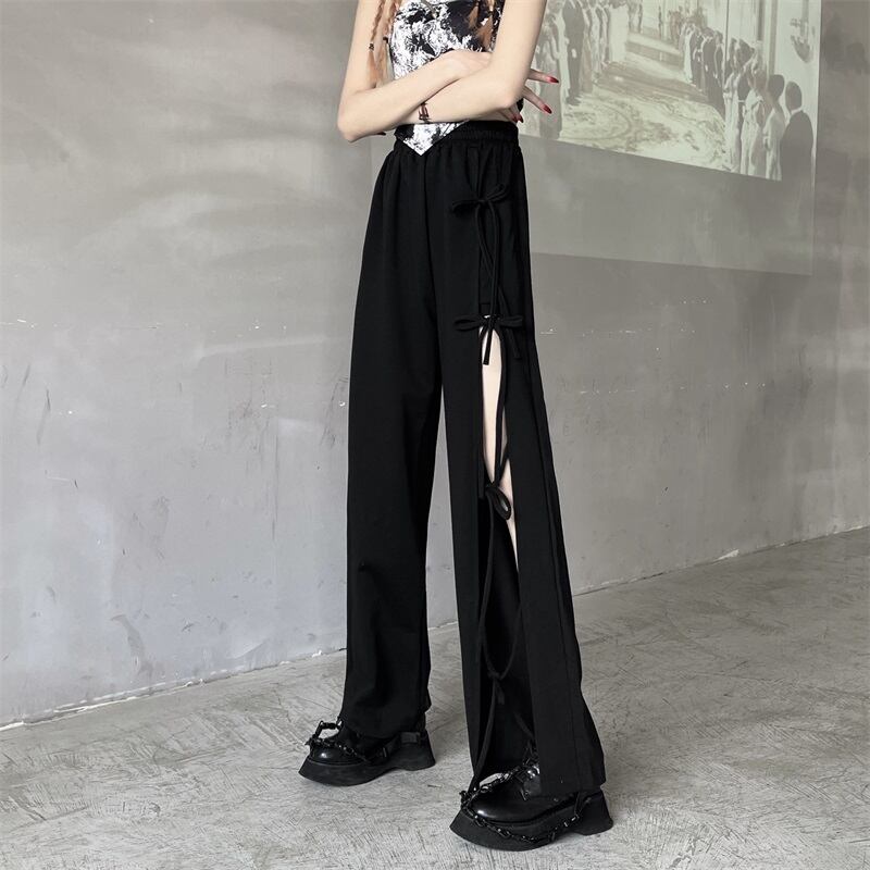 [Miyakoya Series]★Casual Pants★ Trousers Bottoms Cool Summer Fashion Black Black Sexy