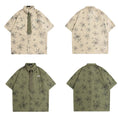 Load image into Gallery viewer, [HTTAOSUP Series]★Shirt with tie★ 3color tops, short sleeve shirt, floral pattern shirt, unisex, men's brown, green, beige
