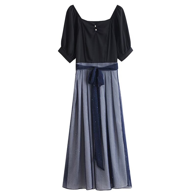 [Shokensho Series] ★Long length dress★ Switching date OL office temperament improvement elegant S M L XL