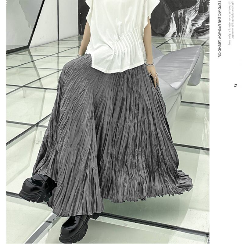 [YIDAO Series]★Skirt★ 3color Bottoms Green Gray Black Long Skirt Improves Temperament