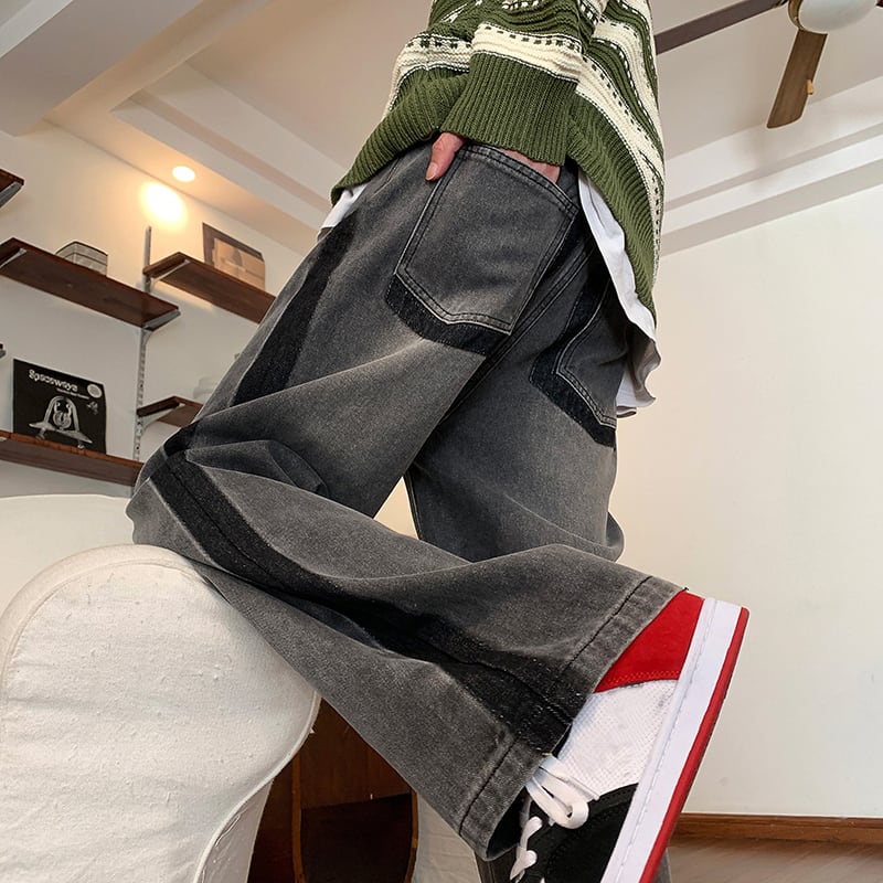 [V37 Series]★Denim Pants★ 2color Bottoms Unisex Men's Trousers Casual Simple Easy to Match