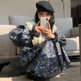 Load image into Gallery viewer, [LLJ Series]★One piece★ Floral pattern dress, long length, cute collar, switching blue, blue, stylish
