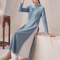 Load image into Gallery viewer, [Kokage Zen Clothes Series] ★Chinese style dress★ Thick improved Tang dress fake layered Blue Blue SML XL Ethnic style
