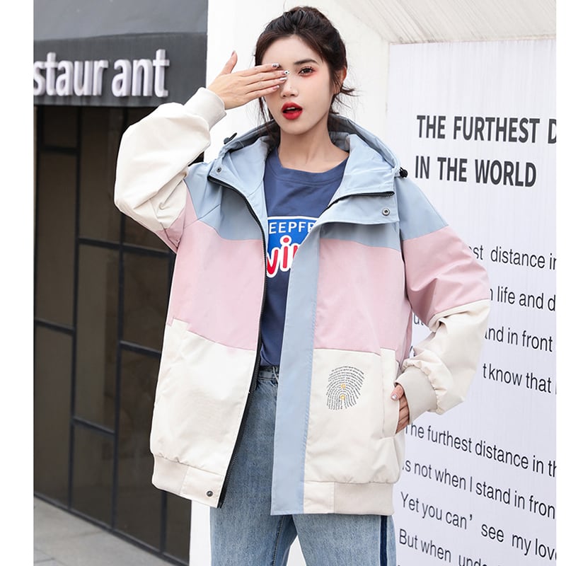 [JJRL Series] ★Jacket★ 2color outerwear Color scheme Stylish Casual Pink Gray Easy to match