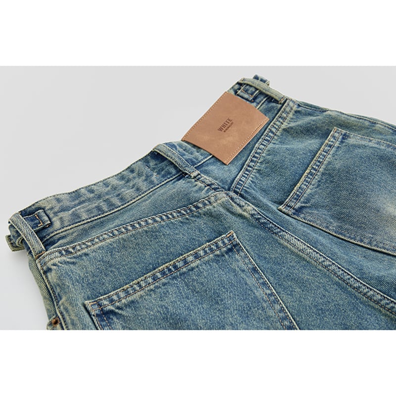 [EDX Series]★Denim Pants★ 2color Bottoms Unisex Men's Black Blue Distressed Easy to Match