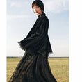 Load image into Gallery viewer, [Da Qinglong Shu Series] ★Chinese style outerwear★ Hanfu outerwear V-neck velvet lace switching loose fitting black black
