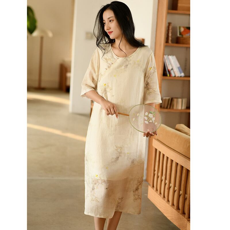 [Miss Fenny Series] ★Chinese style dress★ 3color Elegant Chinese clothes Tang suit Retro print Summer clothes Comfortable to the touch