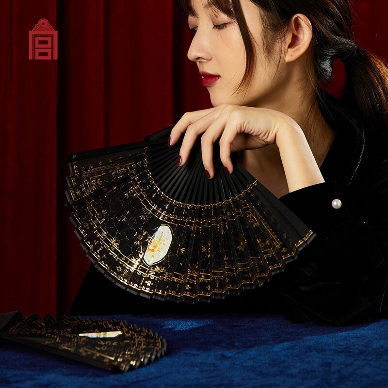 [GGTB Series]★China Fan★ Sensible Chinese Clothes Black Gold Elegant Easy to Match Accessories Cute