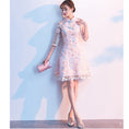 Load image into Gallery viewer, Embroidered Chinese Dress Coming of Age Ceremony Party Dress After-Party Lace Large Size Pink
