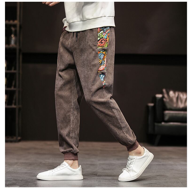 [Kaei Series]★Pants★ 3color Casual Pants Coffee Color Gray Black China Button Print