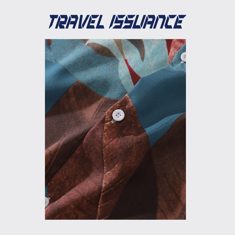 [TRAVEL ISSUANCE Series]★Shirt★ Unisex Printed Oil Painting Style Short Sleeve Tops Summer Brown ML XL 2XL