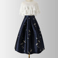 Load image into Gallery viewer, [MOERBEN Series]★Skirt★ Bottoms High Waist Dragonfly Print Large Size Navy Blue
