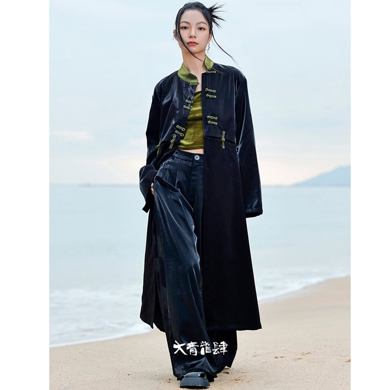 [Big Blue Dragon Series] ★China style coat★ 3 ways to wear Tops Black Black Color scheme Cool