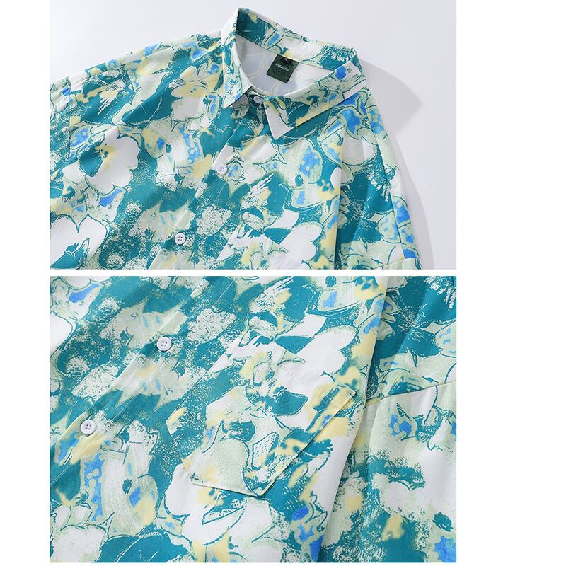 [TRAVEL ISSUANCE Series]★Shirt★ Long sleeve shirt tops unisex men's fashion print long sleeve