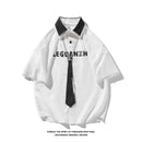 [BIGEMAN Series] ★Shirt with tie★ Tops Short sleeve shirt 3 colors Unisex Men's Large size