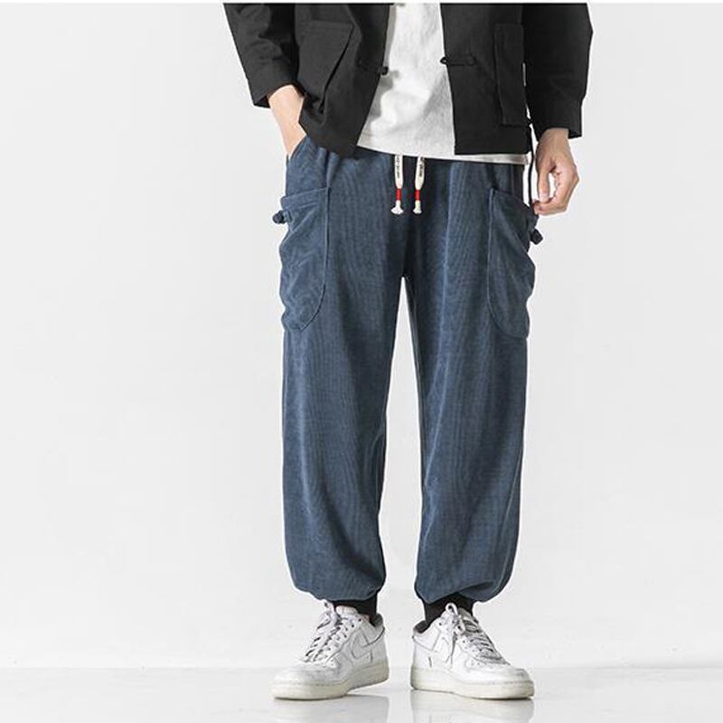 [輕甜 Series]★China style trousers★Casual pants 3color Unisex Men's Large size Blue Black Brown