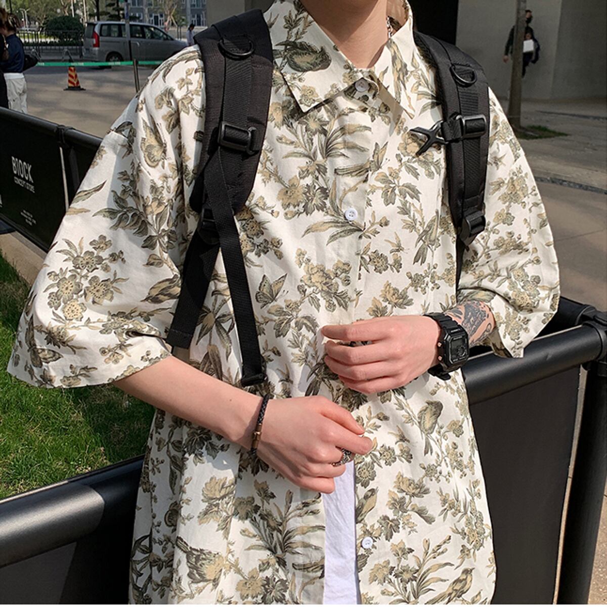 [XGY Series]★China Style Shirt★ Tops Ink Pattern Unisex Men's Aloha Shirt Summer Clothes Short Sleeve Shirt Casual