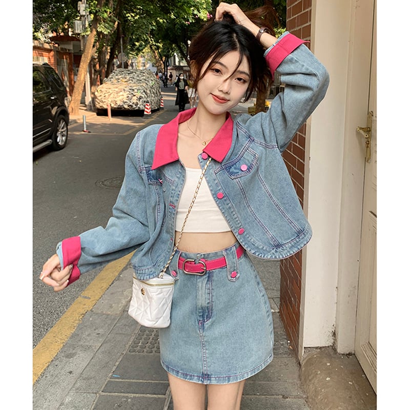 [KEKELI Series]★Setup Single Order★ Outerwear or Skirt with Belt Denim Cute Spring Clothes